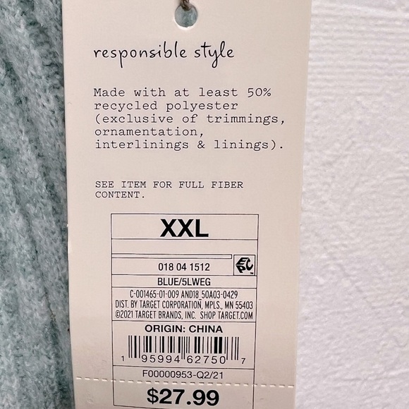 A new day women's light blue ribbed cozy flared sweater pants size XXL - Picture 7 of 8